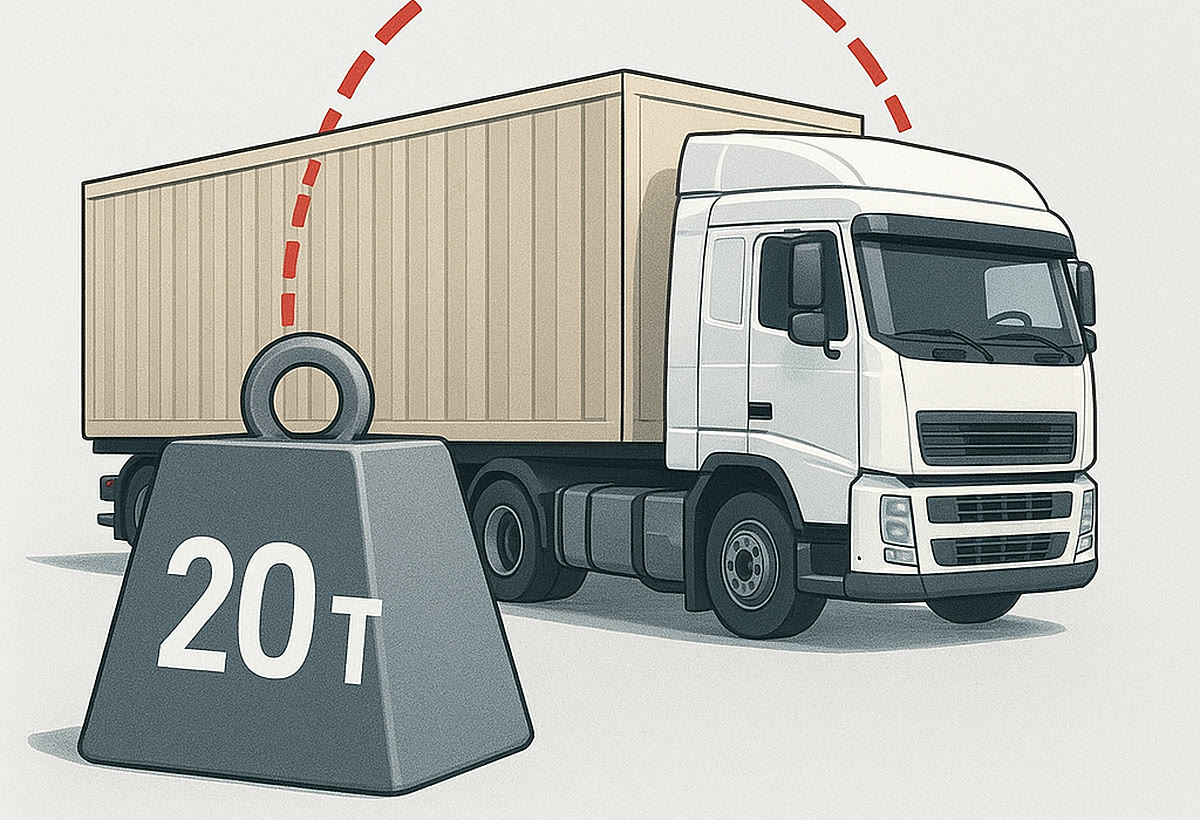 Schema: 20 Tonnen Ladung und die Beladungsgrenzen eines Lkw