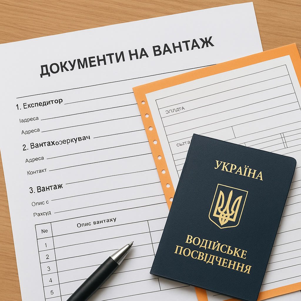 Formular für Frachtpapiere und ein ukrainischer Führerschein
