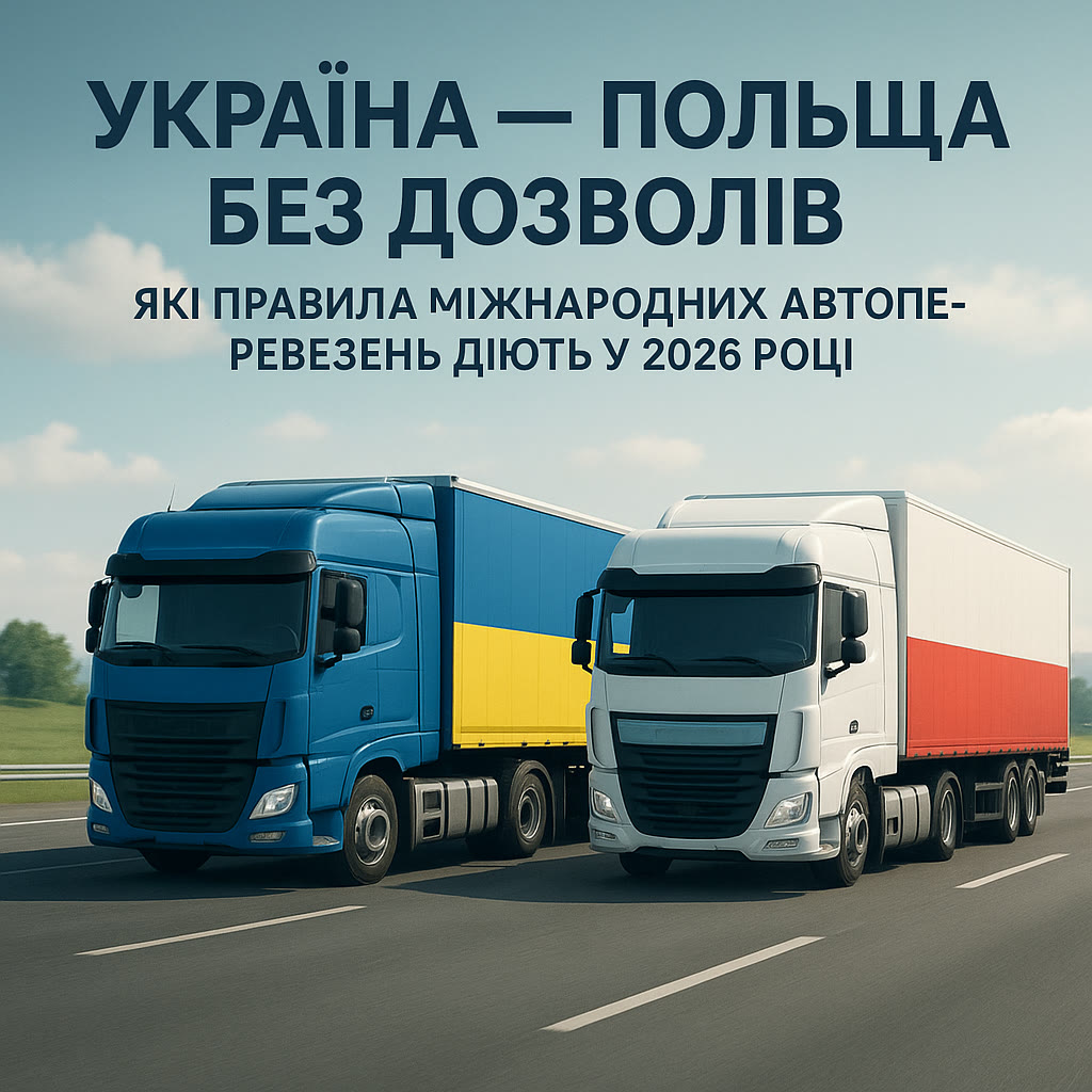Zwei Lkw mit den Flaggen der Ukraine und Polens auf der Autobahn