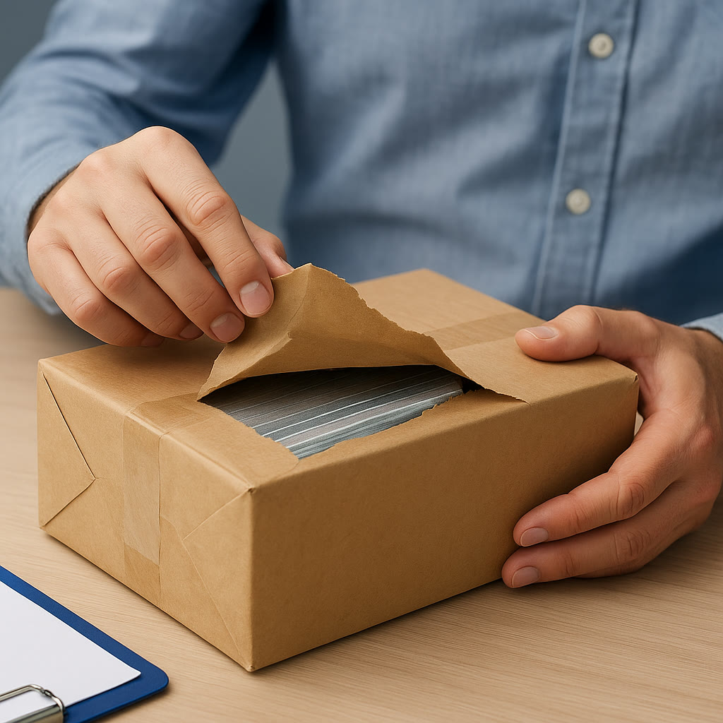Verpackung prüfen: ein geöffneter Karton kann ausgetauschte Ware verbergen