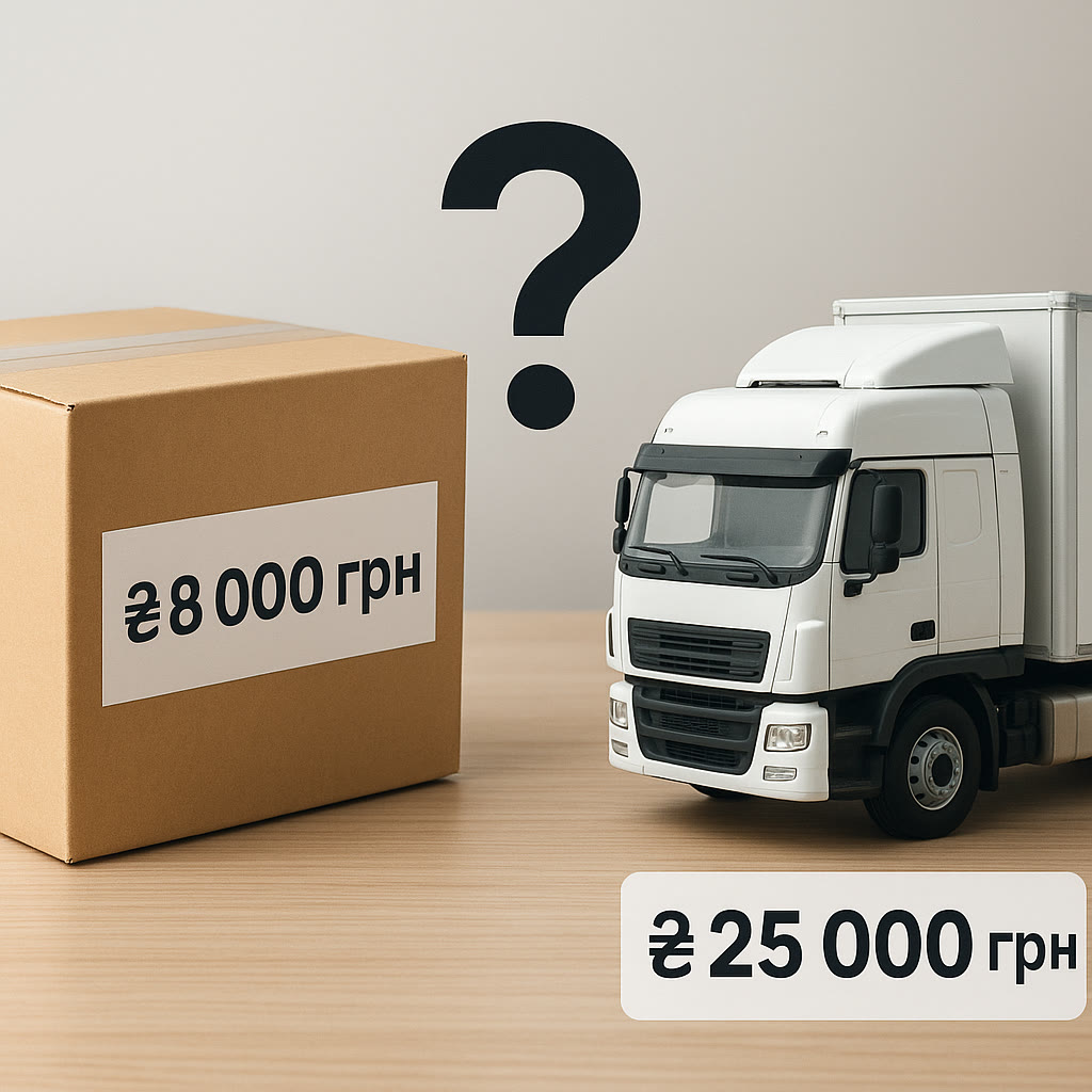 A box priced at UAH 8,000 and a model truck priced at UAH 25,000