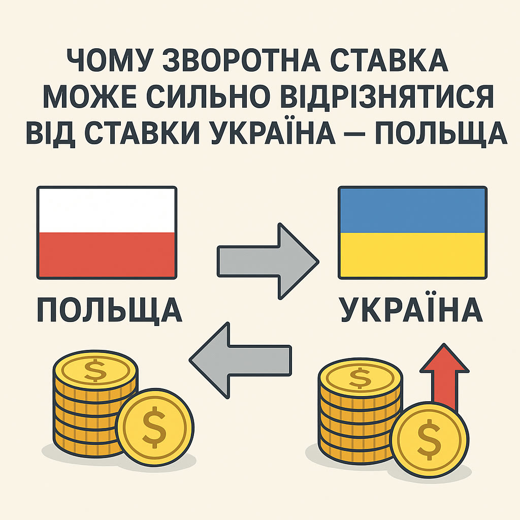 Схема: ставка в напрямку Польща — Україна та у зворотному напрямку