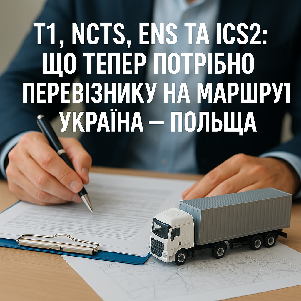 A carrier fills out transport documents next to a model truck