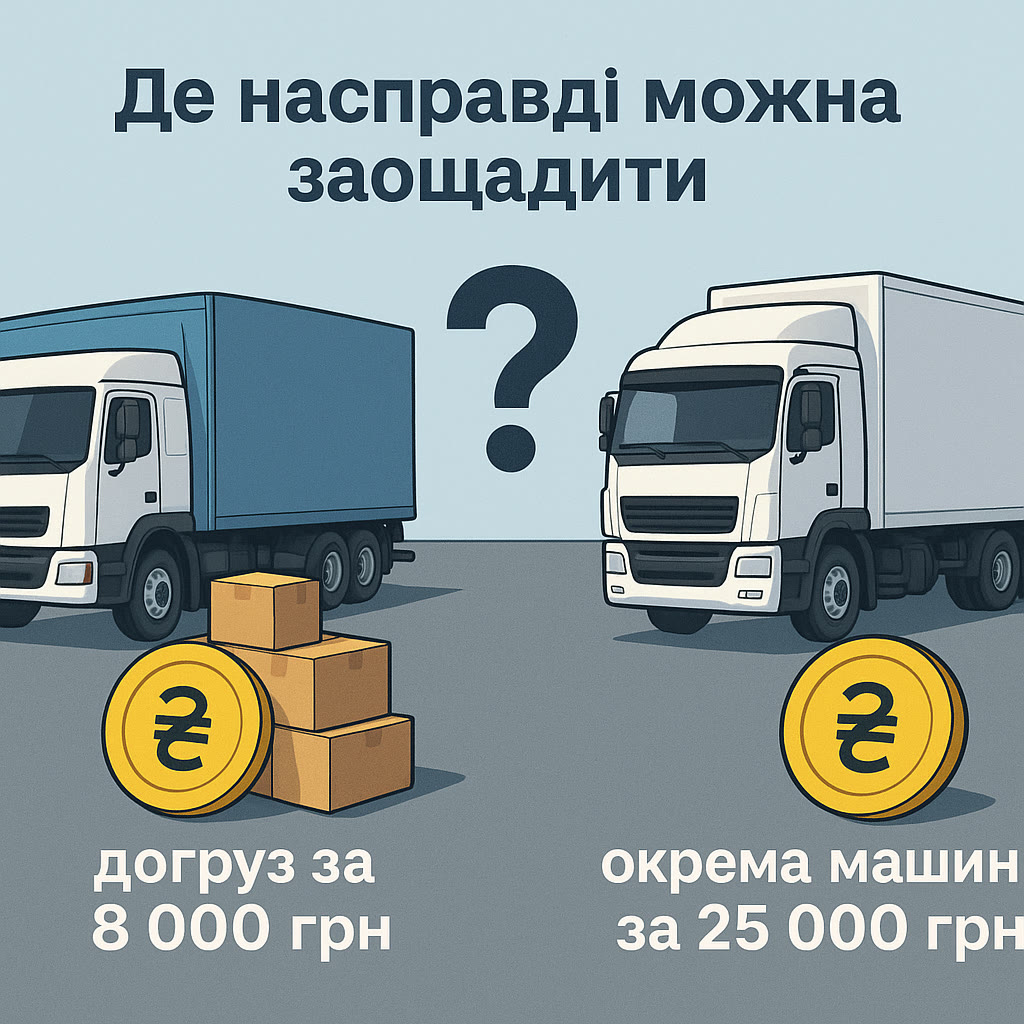 Comparison: a part load at UAH 8,000 and a dedicated truck at UAH 25,000