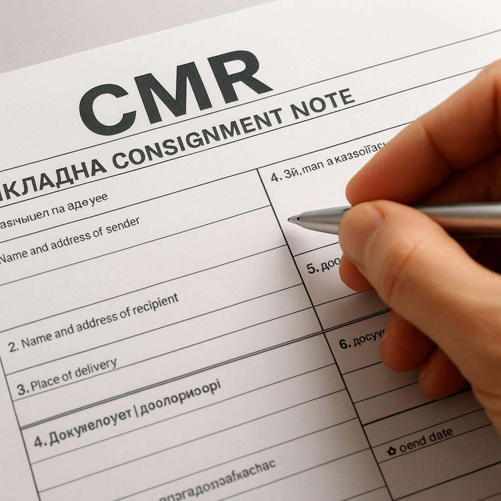 Ausfüllen der Felder des CMR-Frachtbriefs