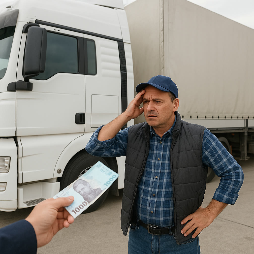 A driver receives payment for the truck's waiting time at the warehouse