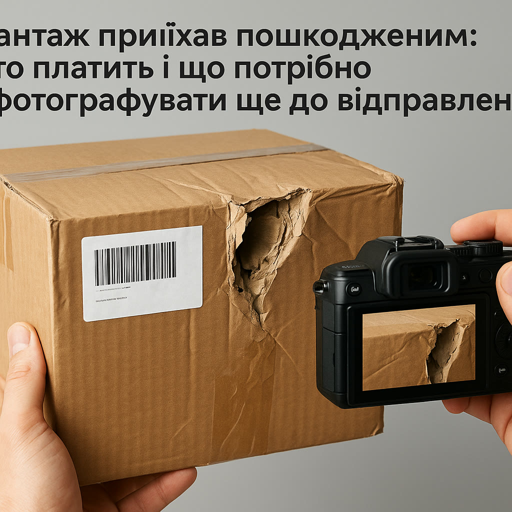 Beschädigter Karton mit Barcode wird zur Beweissicherung fotografiert