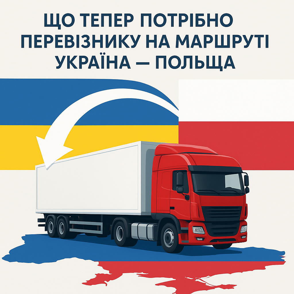 A diagram of the Ukraine — Poland route with the flags of both countries