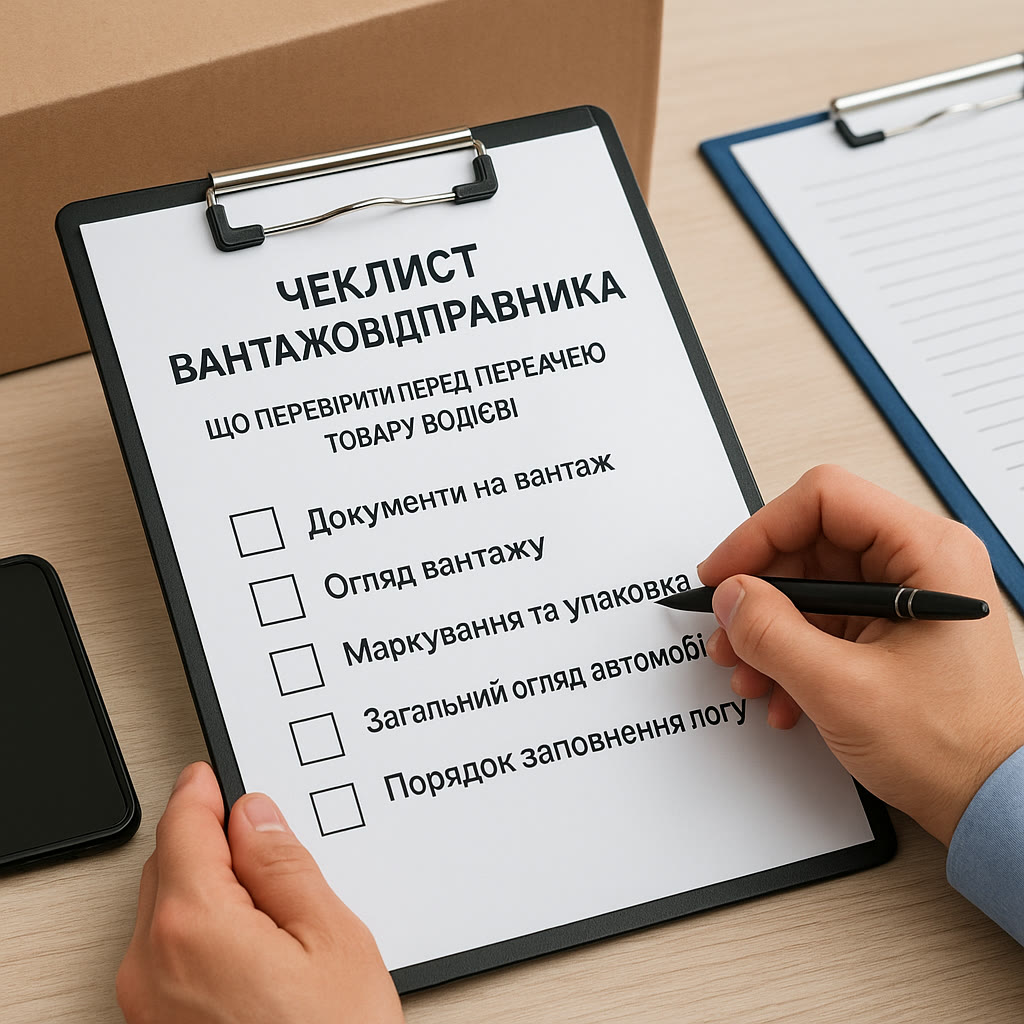 Ein Verlader füllt die Checkliste für Papiere und Ladung aus